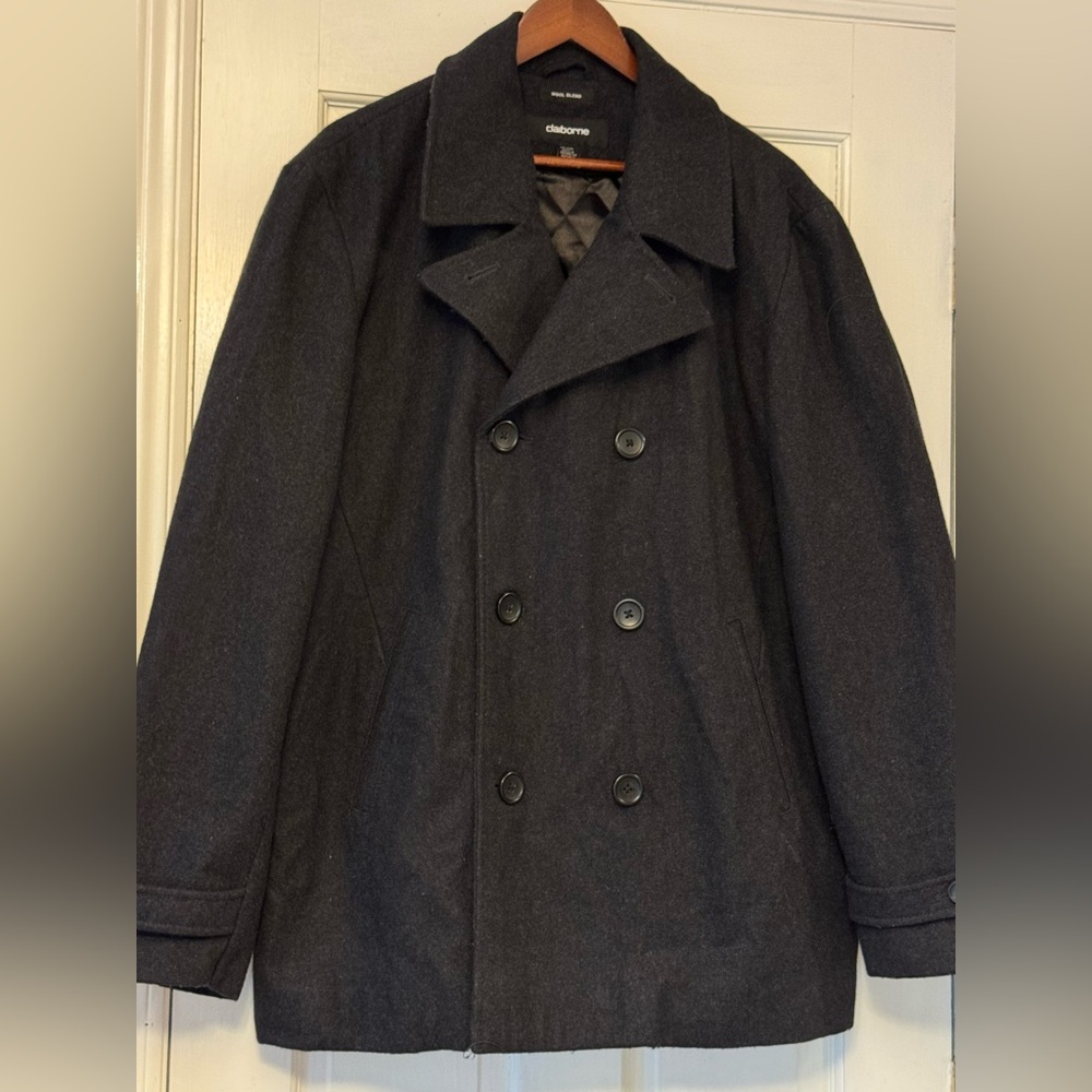 Claiborne Dark Gray Wool Blend Pea Coat